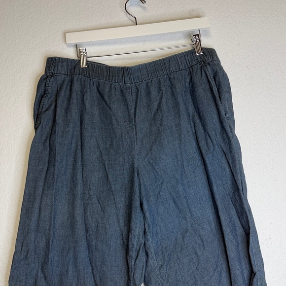 Eileen Fisher 100% Cotton Lightweight Denim-Wash Soft Pants - Picture 2 of 6